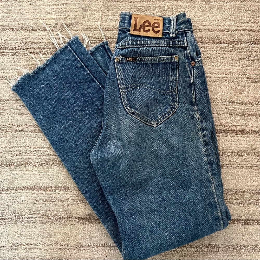 Vintage lee raw denim high waisted straight leg jeans - Picture 2 of 5